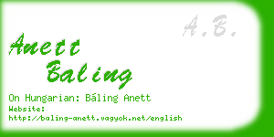 anett baling business card